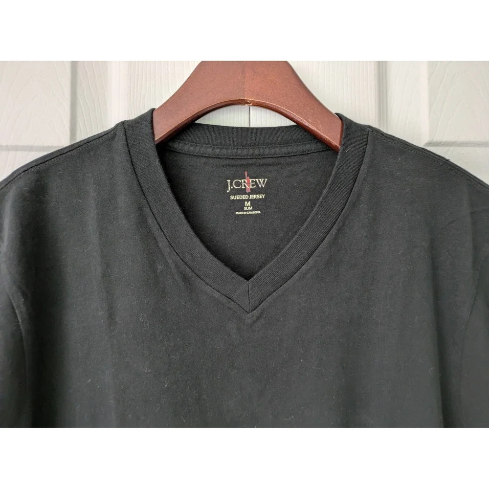 J. Crew Sueded Cotton V-Neck T-Shirt Slim Mens Size M Black BW867
